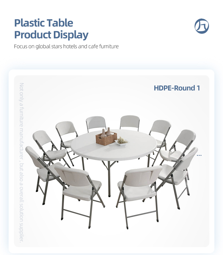 HDPE 71'' Patio Wedding Restaurant Round White Plastic Folding Table