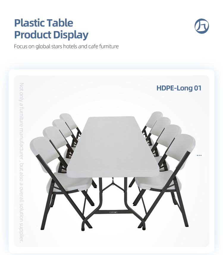 Outdoor furniture hdpe folding rectangle restaurant event banquet 8 people table