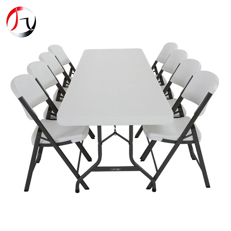 MHJ furniture - Outdoor Furniture Hdpe Folding Rectangle Restaurant Event Banquet 8 People Table Plastic chair and table 1