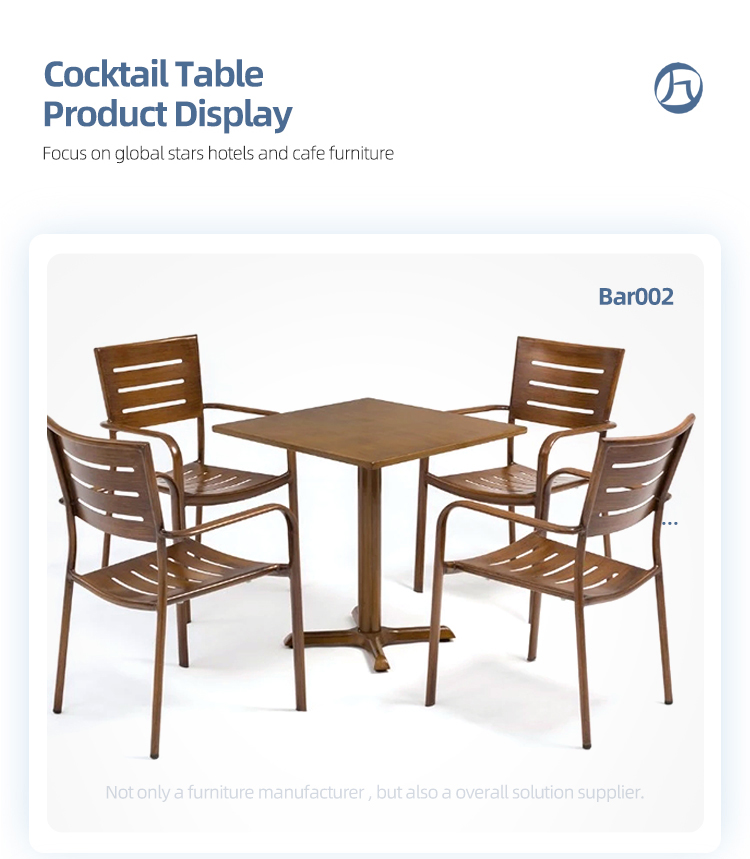 High quality indoor outdoor square steel bistro bar coffee restaurant table