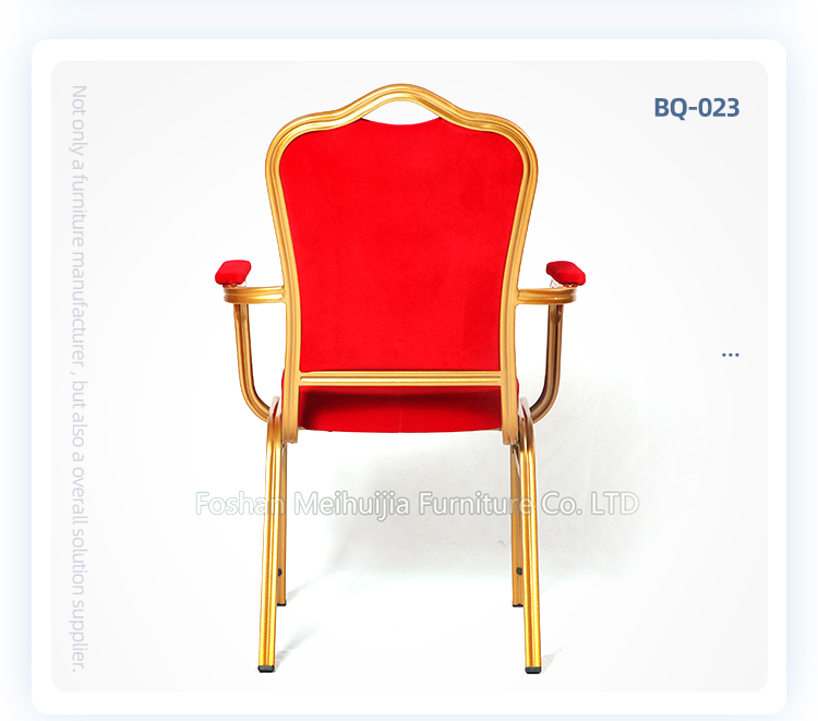 Red velvet wholesale stackable iron metal restaurant banquet chair with arms