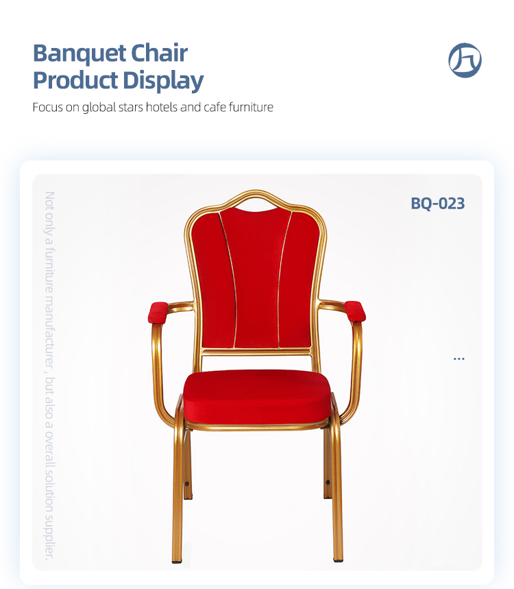 Red velvet wholesale stackable iron metal restaurant banquet chair with arms