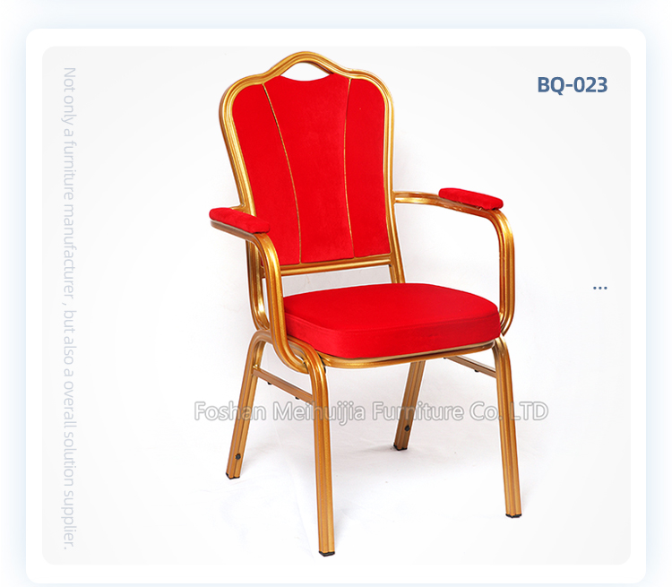 Red velvet wholesale stackable iron metal restaurant banquet chair with arms