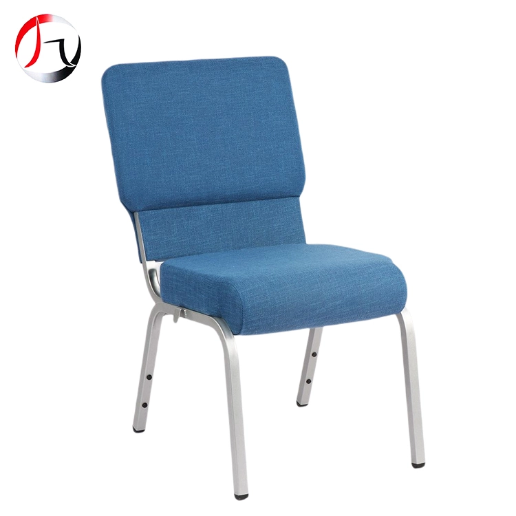 MHJ furniture - Navy Blue Upholstery Interlocking Iron Auditorium Church Chair For Sale Church chair 1