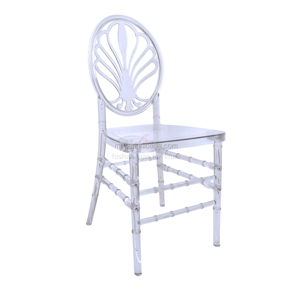 MHJ furniture - Unique Flower Back Shape Wedding Dining Transparent Acrylic Resin Tiffany Chair Plastic chair and table 1