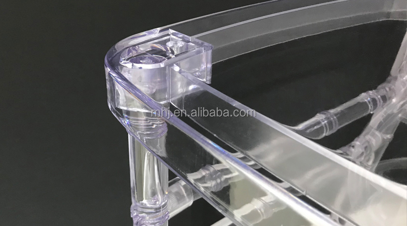 MHJ furniture - Unique Flower Back Shape Wedding Dining Transparent Acrylic Resin Tiffany Chair Plastic chair and table 13