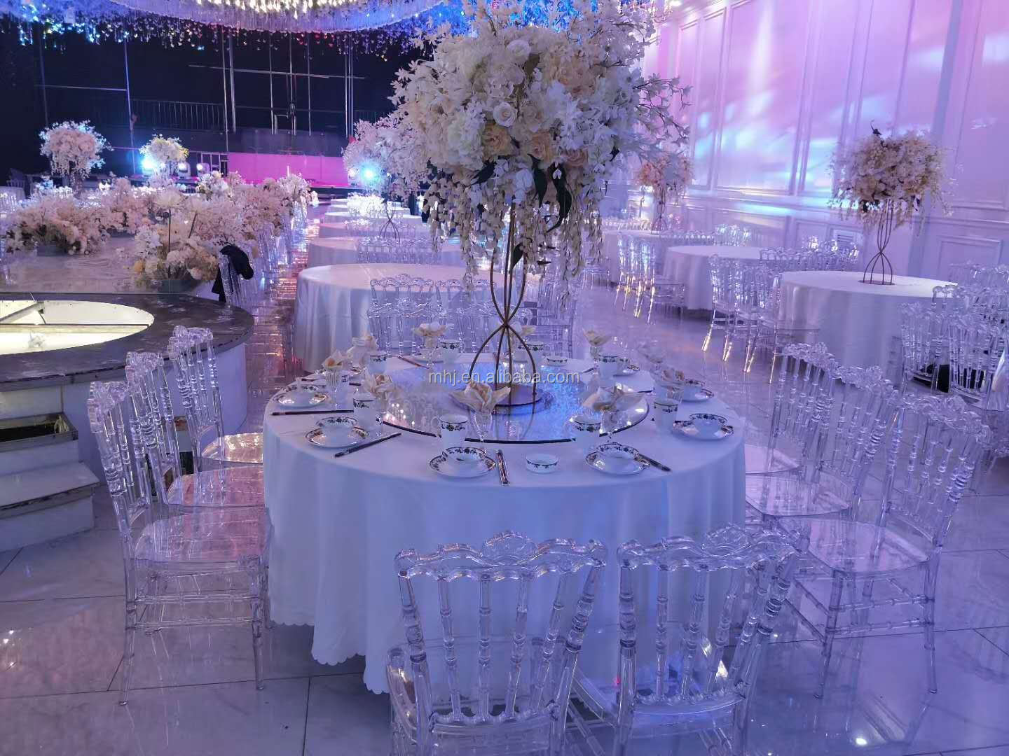 MHJ furniture - High Quality Knock-down Monoblock Resin Napoleon Wedding Chair Plastic chair and table 7