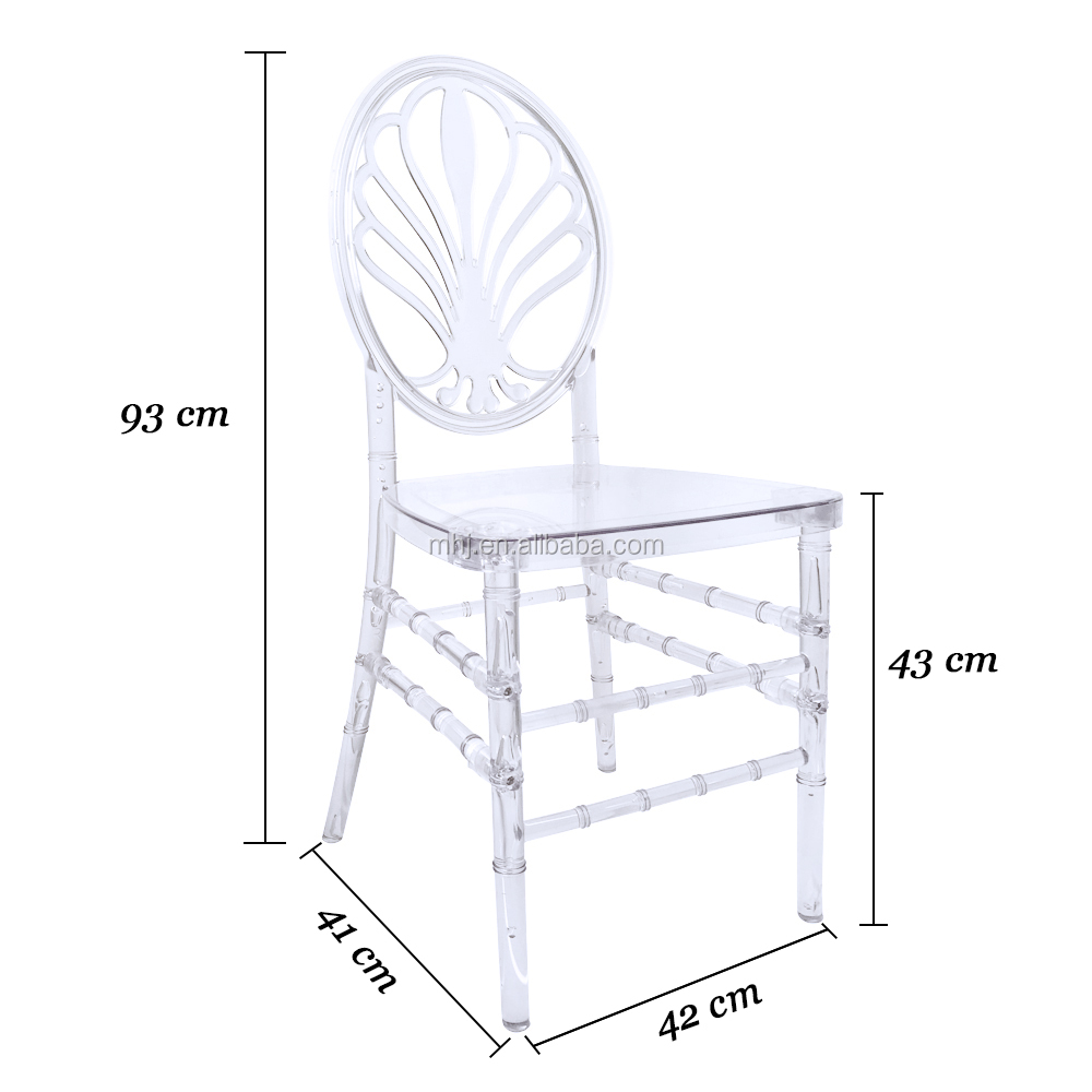 MHJ furniture - Unique Flower Back Shape Wedding Dining Transparent Acrylic Resin Tiffany Chair Plastic chair and table 14