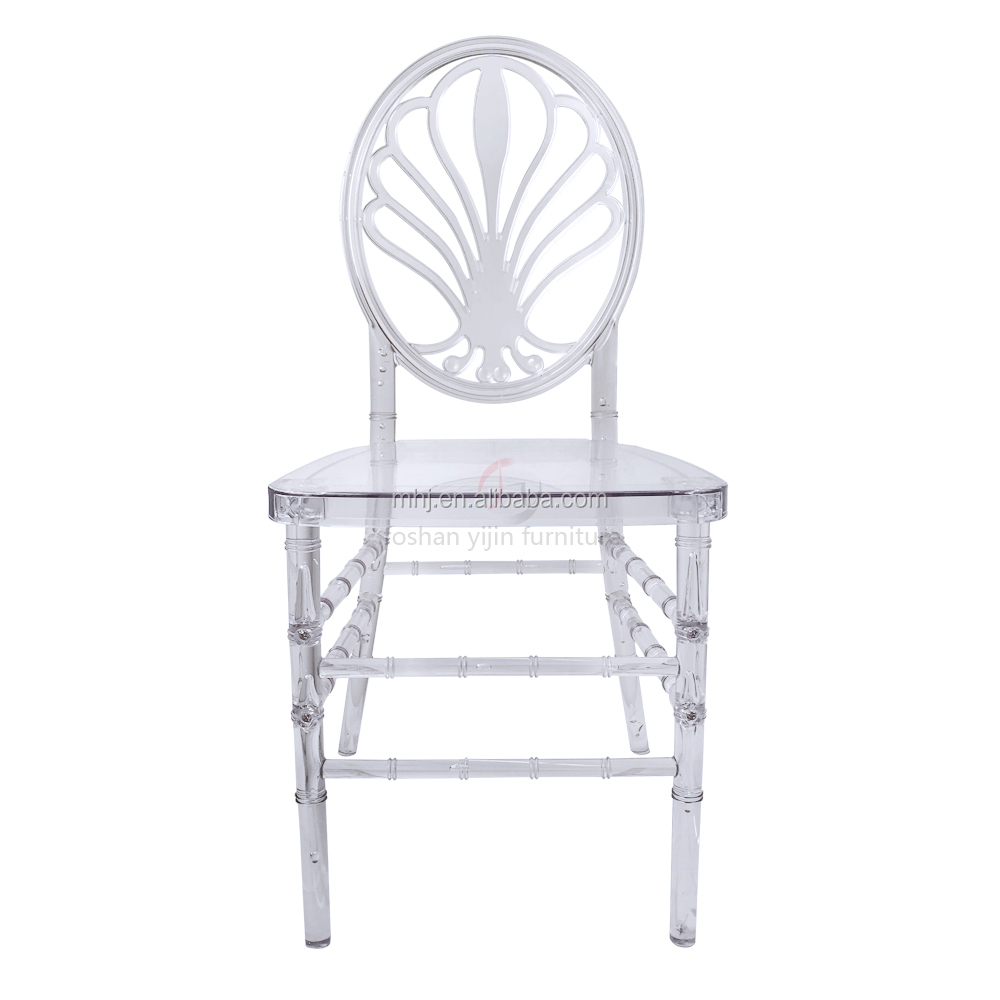 MHJ furniture - Unique Flower Back Shape Wedding Dining Transparent Acrylic Resin Tiffany Chair Plastic chair and table 10