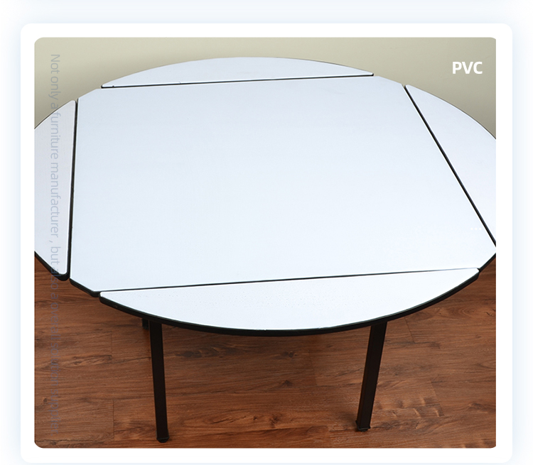 Commercial furniture pvc board big size round rectangular dining folding table for banquet