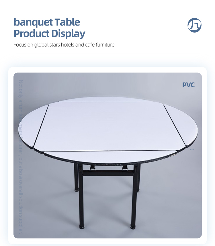 Commercial furniture pvc board big size round rectangular dining folding table for banquet