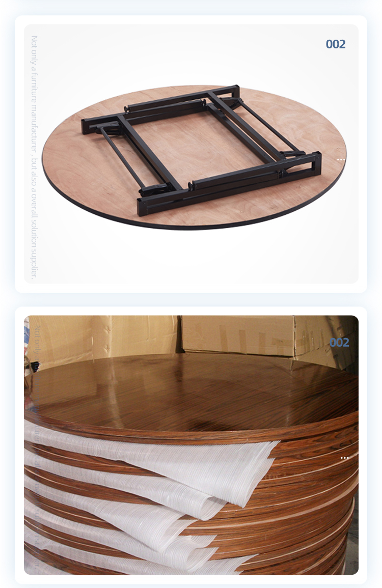 Hotel furniture durable wooden laminate table top melamine round banquet folding tables