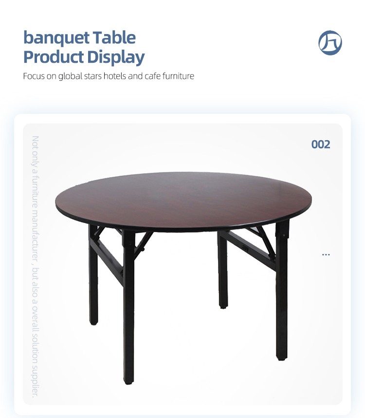 Hotel furniture durable wooden laminate table top melamine round banquet folding tables