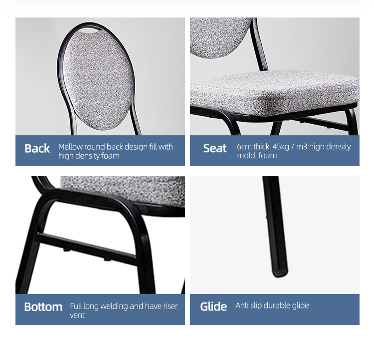 Wedding furniture Iron steel metal oval round back hotel banquet hall chairs