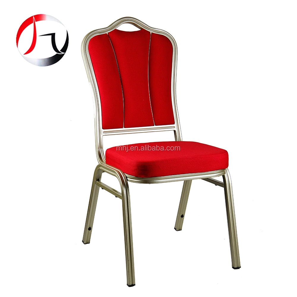 MHJ furniture - Red Fabric Iron Metal Elegant Stackable Wholesale Elegant Hotel Banquet Hall Chair For Wedding Event Aluminum chair 1