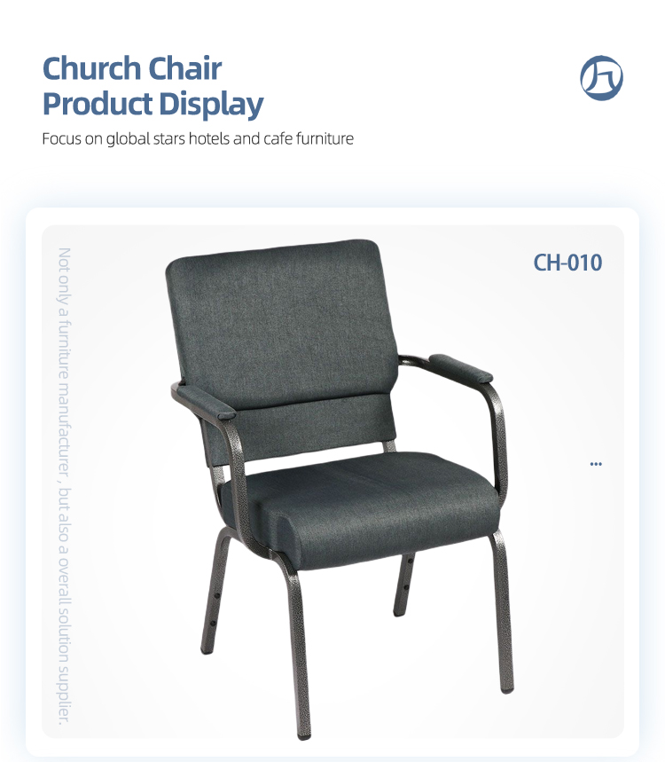 Stackable iron steel black vein painting auditorium arm church chair with armrests