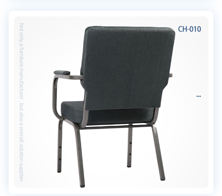 Stackable iron steel black vein painting auditorium arm church chair with armrests