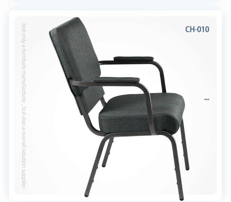 Stackable iron steel black vein painting auditorium arm church chair with armrests