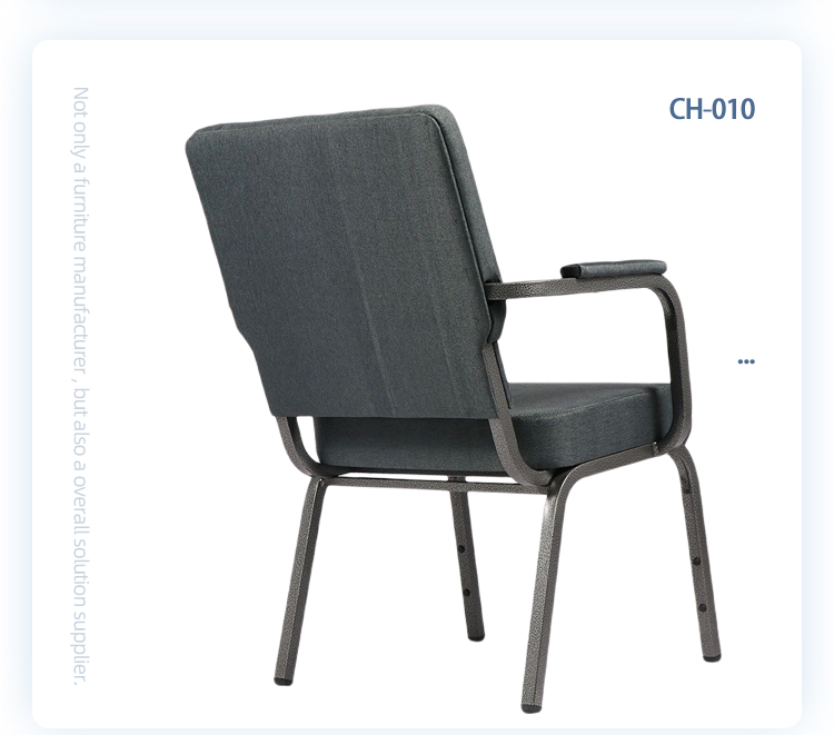 Stackable iron steel black vein painting auditorium arm church chair with armrests