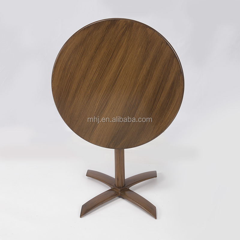 MHJ furniture - Wholesale Wood Look Aluminum Round Coffee Shop Bar Cocktail Table Cocktail table 9