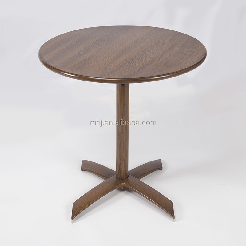 MHJ furniture - Wholesale Wood Look Aluminum Round Coffee Shop Bar Cocktail Table Cocktail table 8