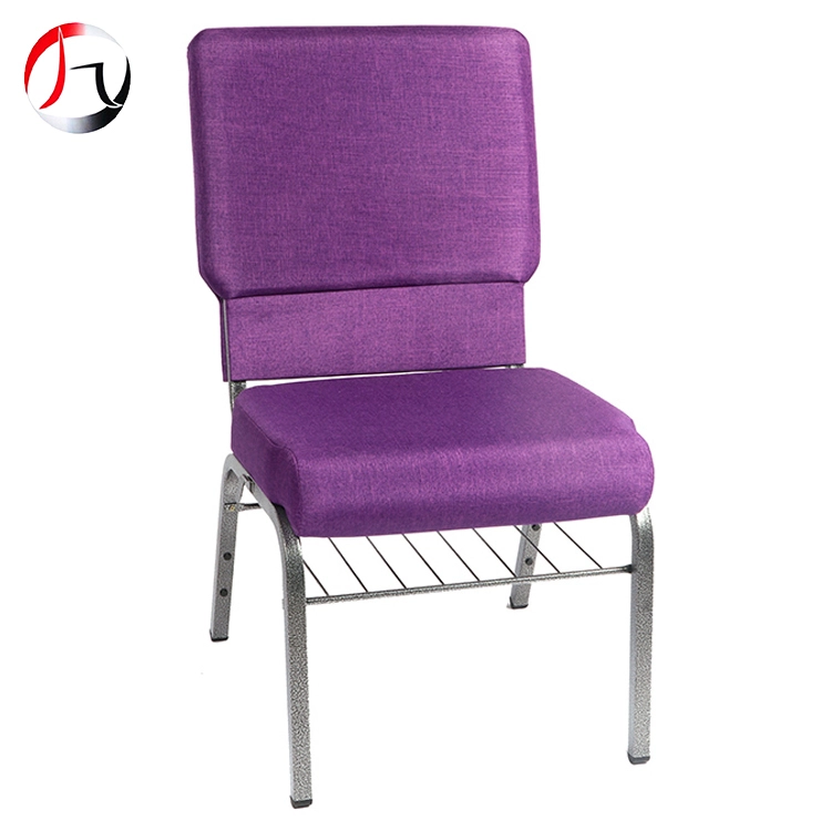 MHJ furniture - Wholesale Chapel Culture Purple Iron Stackable Church Chair With Removable Bookrack Church chair 1