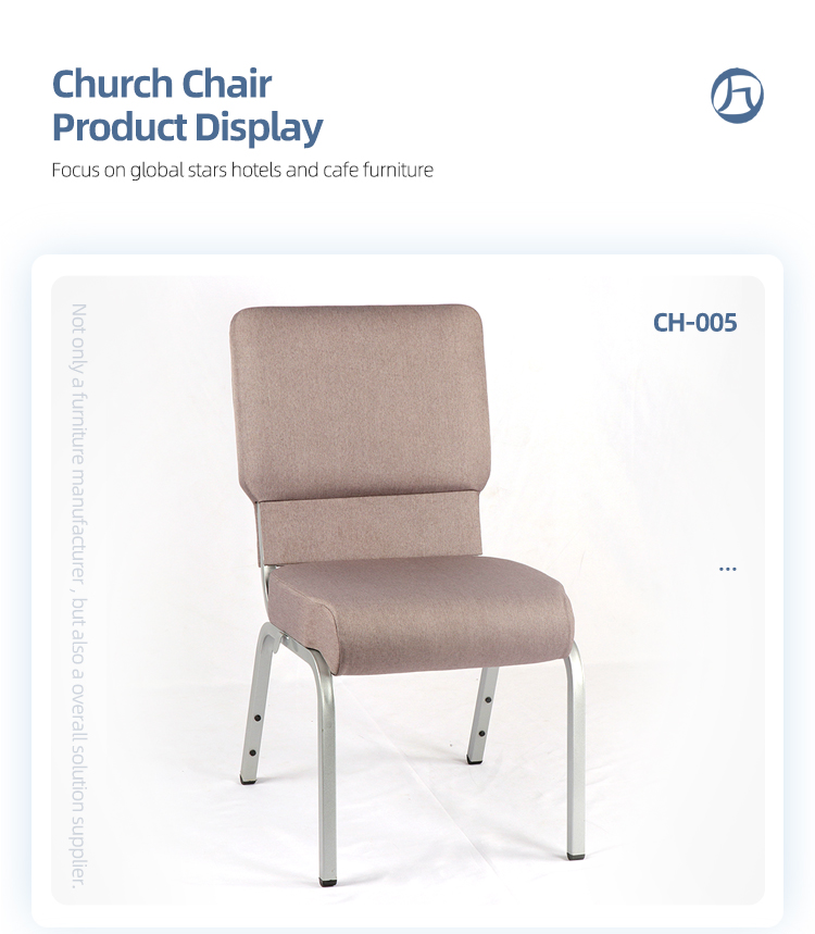Modern iron frame light brown color padded interlock banquet church chair for auditorium