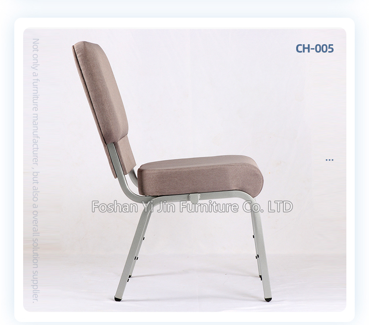 Modern iron frame light brown color padded interlock banquet church chair for auditorium