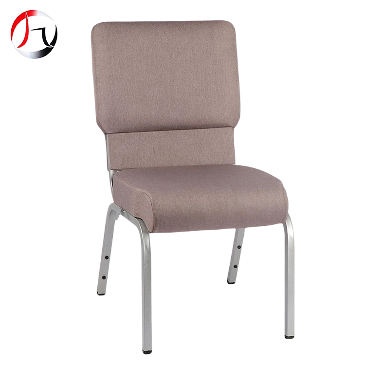 MHJ furniture - Modern Iron Frame Light Brown Color Padded Interlock Banquet Church Chair For Auditorium Church chair 1