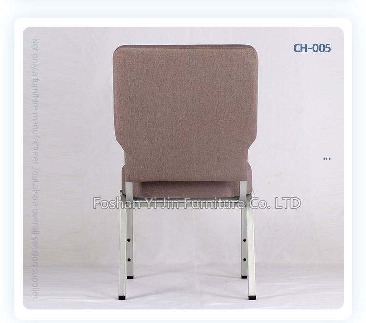Modern iron frame light brown color padded interlock banquet church chair for auditorium