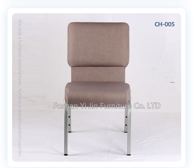 Modern iron frame light brown color padded interlock banquet church chair for auditorium