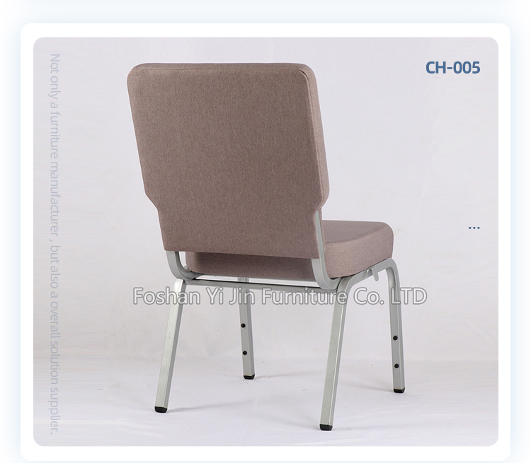 Modern iron frame light brown color padded interlock banquet church chair for auditorium