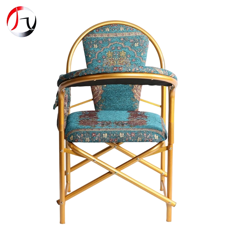 MHJ furniture - Hot Sale Luxury Back Rest Foldable Metal Armrest Islam Muslim Prayer Chair Mat Chair Muslim chair 1