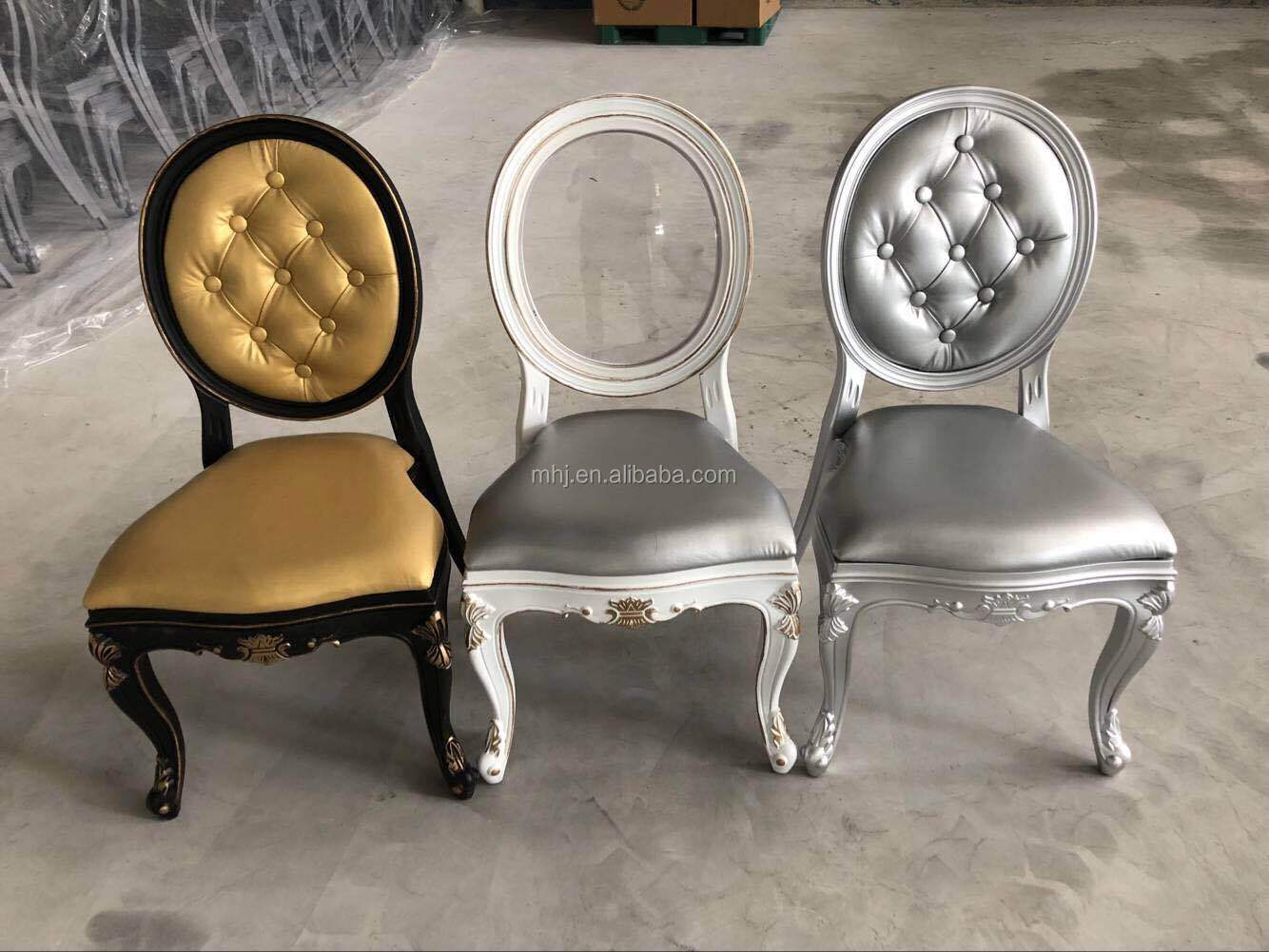 MHJ furniture - Resin Gold Frame Hotel Banquet Louis Dining Wedding Chair Plastic chair and table 18