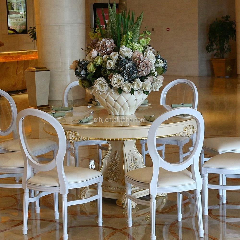 MHJ furniture - White Clear Resin Stackable Ghost Chairs Royal Banquet Wedding Chair Plastic chair and table 9