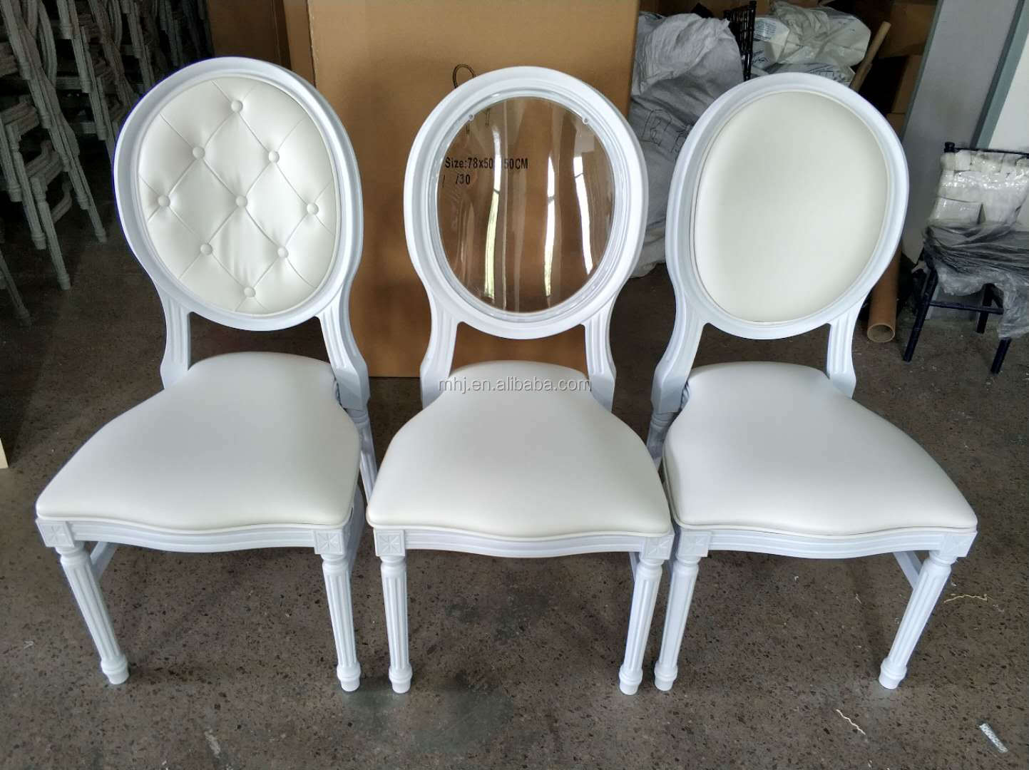 MHJ furniture - White Clear Resin Stackable Ghost Chairs Royal Banquet Wedding Chair Plastic chair and table 16