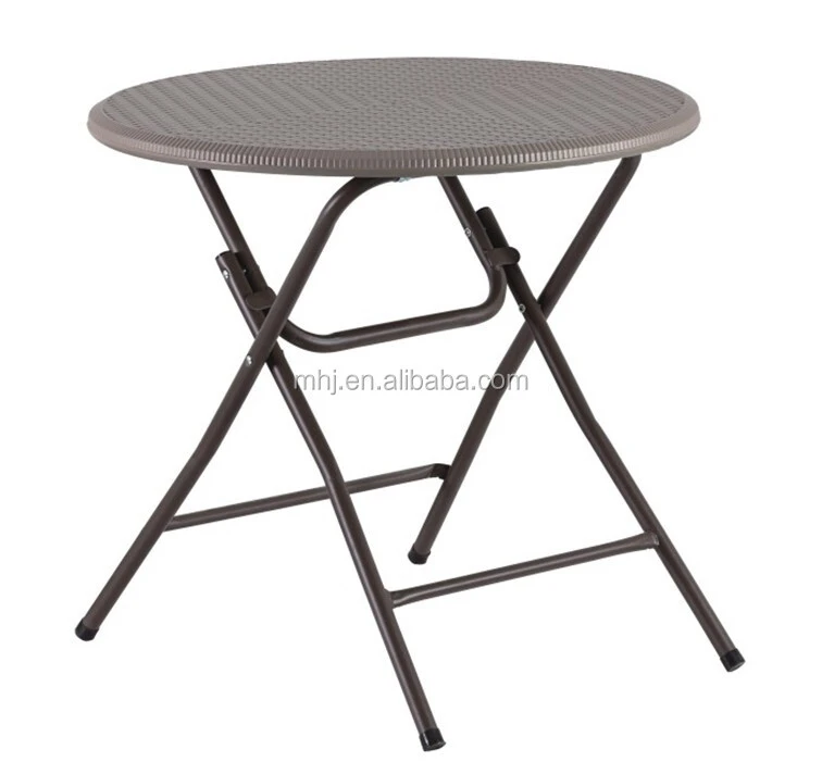 MHJ furniture - New Design Round Imitate Woven Cane Folding Outdoor Plastic Table Tables 1