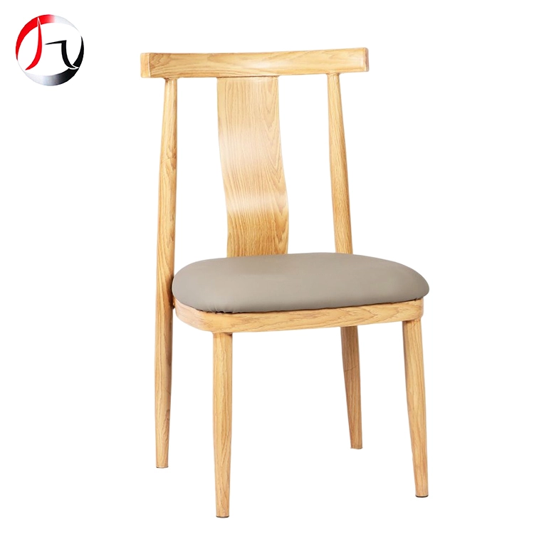 MHJ furniture - High Quality Nordic Style Stackable Modern Metal Aluminum Frame Upholstered Restaurant Chair Imitated wooden chair 1