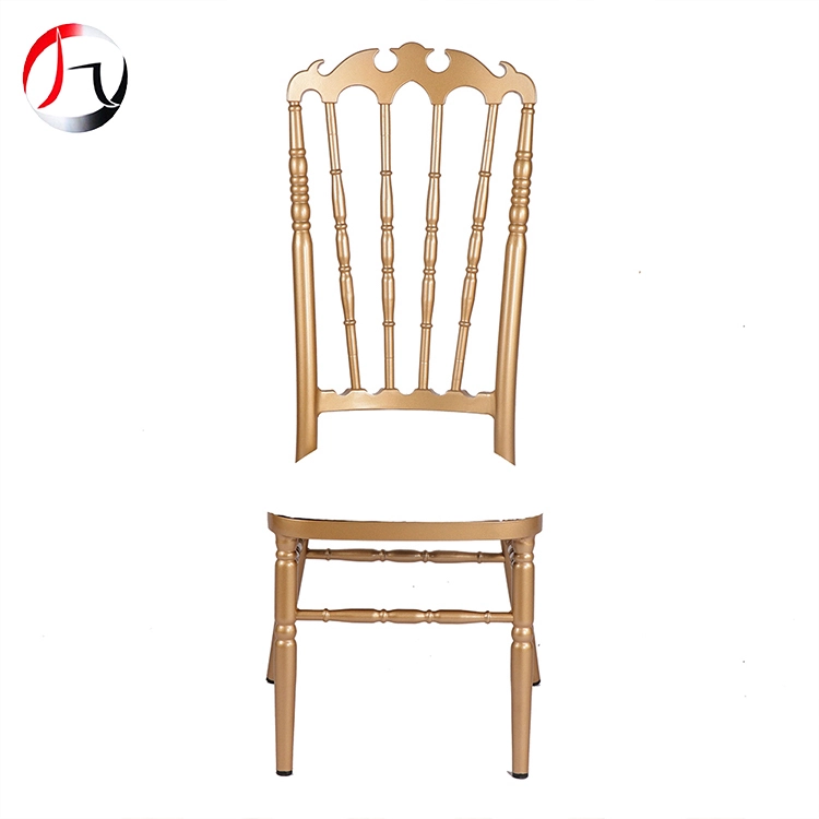 MHJ furniture - Global Hot Sale Luxury High Back Rose Gold Cushion Napoleon Chair Metal chiavari chair 1