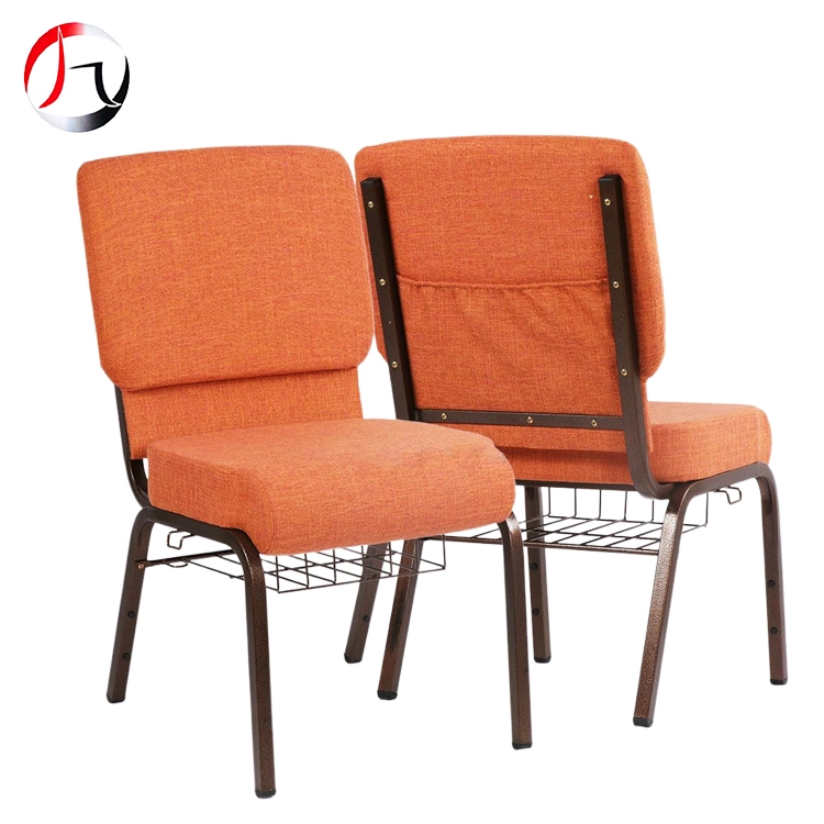 MHJ furniture - Customized Factory Supply Used Stackable Interlocked Upholstered Metal Church Banquet Chair Church chair 1