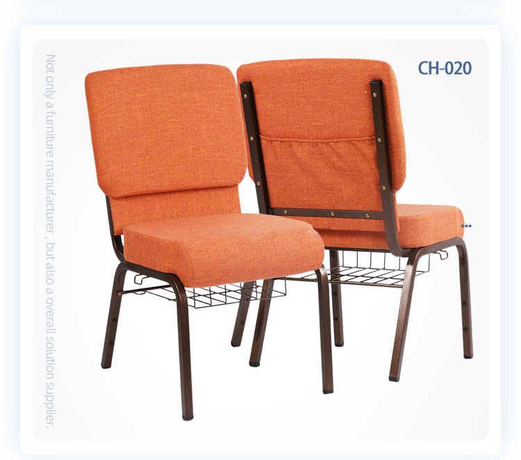 Customized factory supply used stackable interlocked upholstered metal church banquet chair