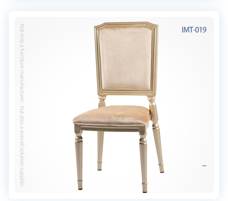 Customized French luxury champagne velvet dining chairs wedding banquet event used chair