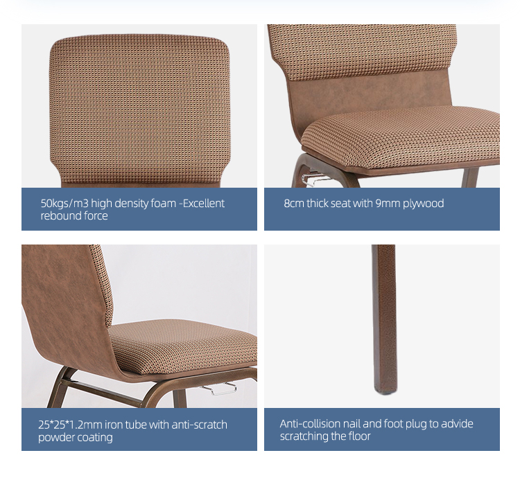 Custom Luxury high quality interlocking church hall banquet chair