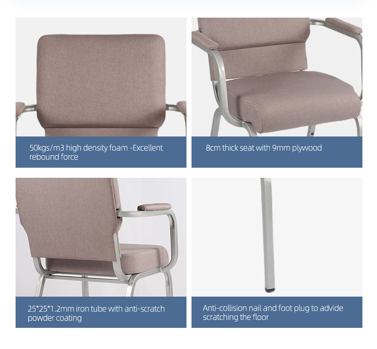 Factory hot sale Wholesale interlock metal cheap church chair for sale