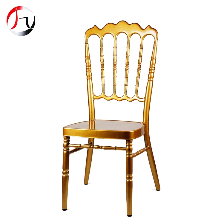 MHJ furniture - Hot Sale Gold Painting Aluminum Stackable Napoleon Castle Wedding Chair Metal chiavari chair 1
