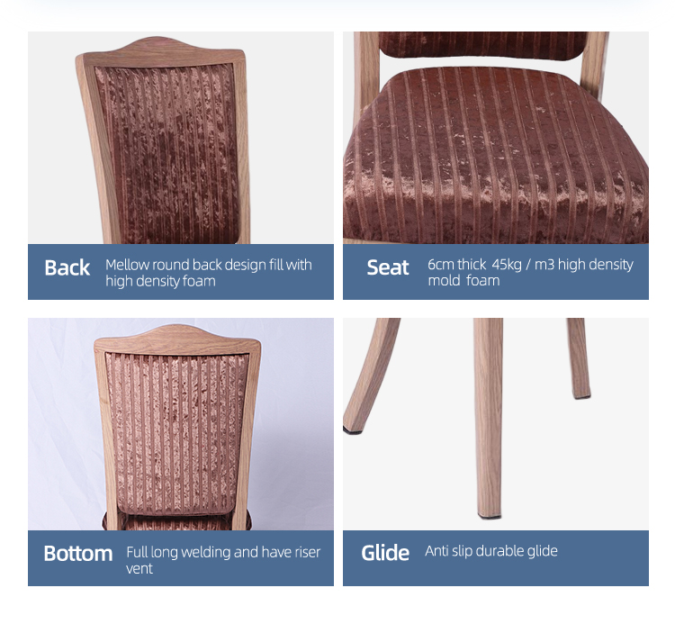 Wholesale luxury elegant velvet upholstered stackable restaurant dining chair