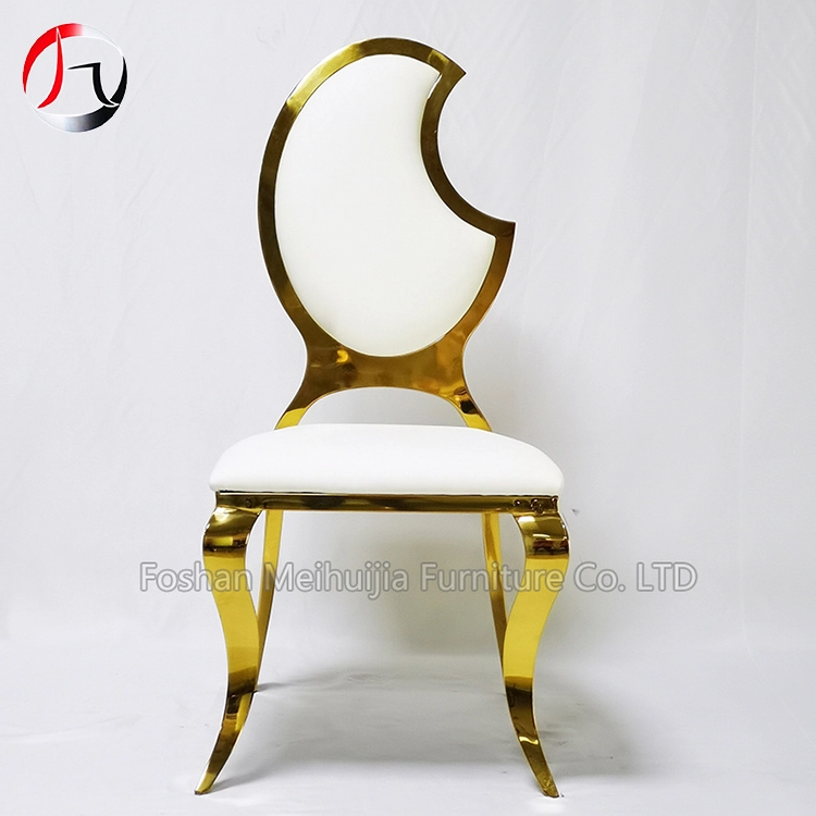MHJ furniture - Hotel Event Furniture Wedding Stainless Steel Moon Shape Banquet Dining Chairs Stainless steel chair and table 1