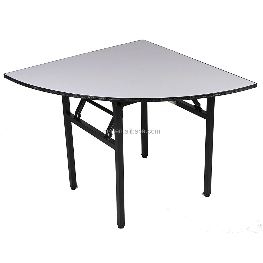 MHJ furniture - Factory Sale Pvc Surface Plywood Fan-shaped Folding Banquet Restaurant Table Tables 1