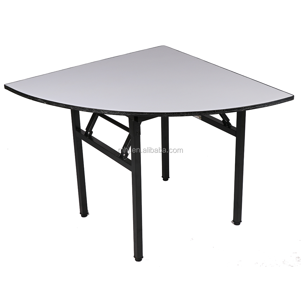 MHJ furniture - Factory Sale Pvc Surface Plywood Fan-shaped Folding Banquet Restaurant Table Tables 8