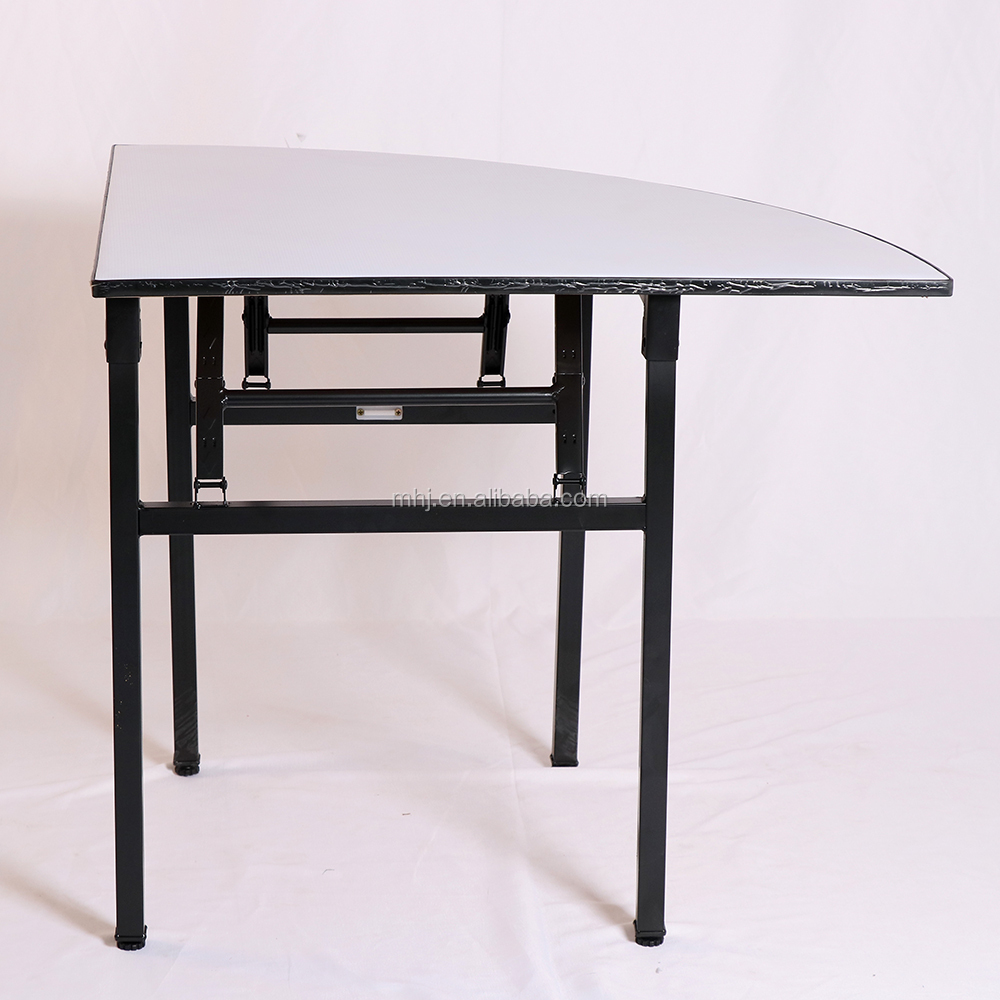 MHJ furniture - Factory Sale Pvc Surface Plywood Fan-shaped Folding Banquet Restaurant Table Tables 7